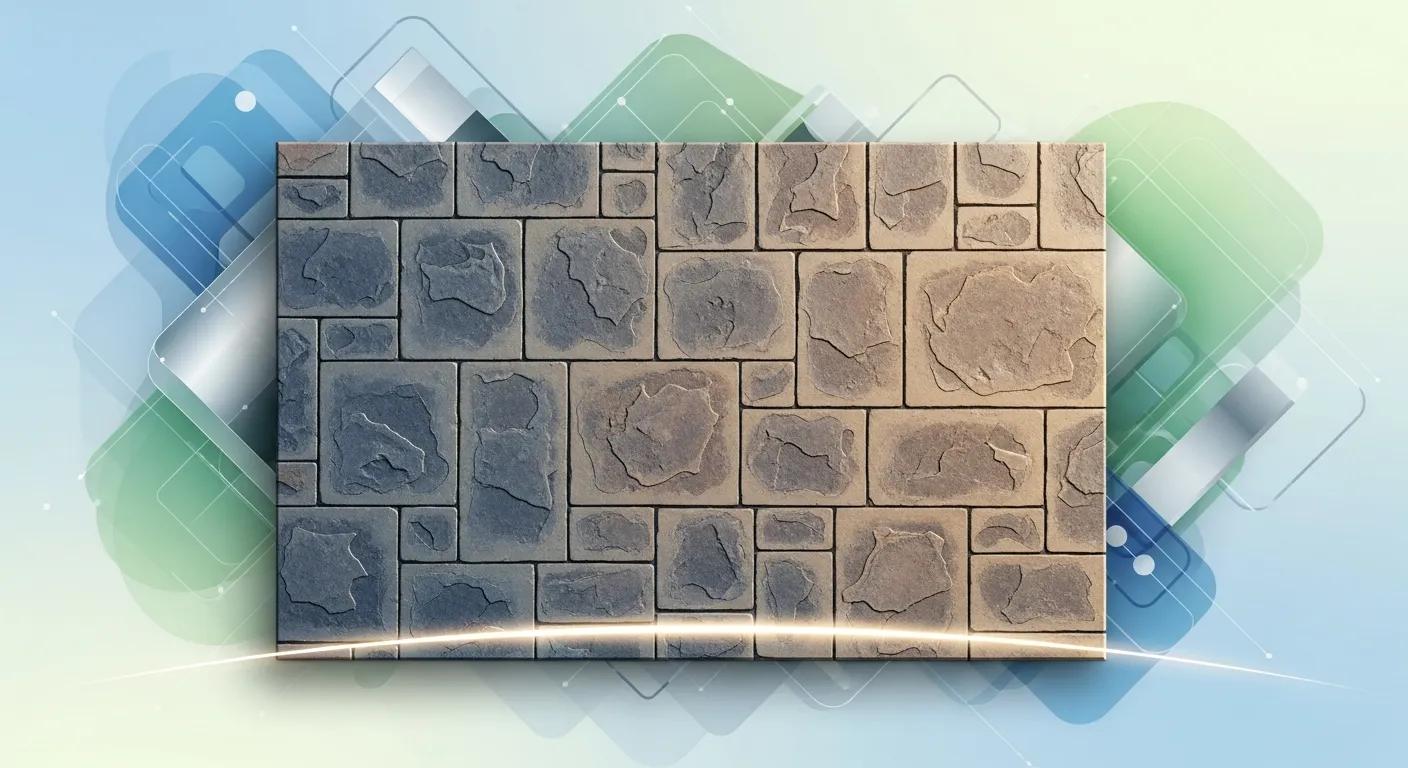 Creative stamped concrete pattern showcasing textured stone design, relevant for outdoor spaces and installation ideas by Morici Bros Concrete.