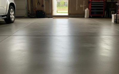 Durable concrete garage floor showcasing a smooth surface and aesthetic appeal in a residential garage, relevant to concrete installation and maintenance tips for homeowners.