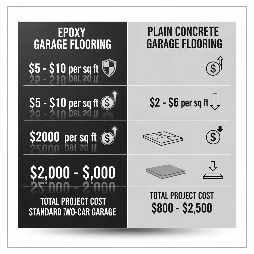 Cost comparison between epoxy and plain concrete garage flooring options