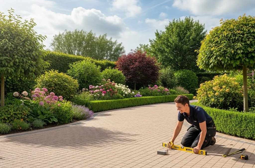 Well-maintained driveway being inspected for damage