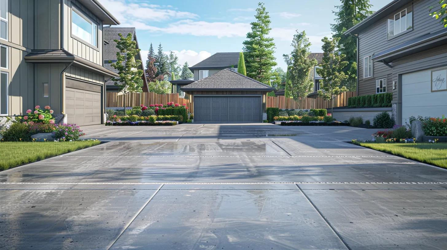 Comparison of small, medium, and large concrete driveways in a residential setting