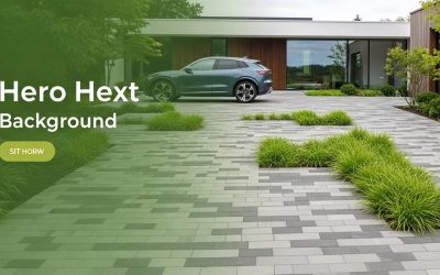 Modern concrete driveway with decorative pavers and lush greenery, enhancing curb appeal for residential properties.