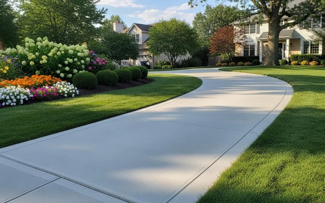Freshly installed concrete driveway in a Milwaukee neighborhood