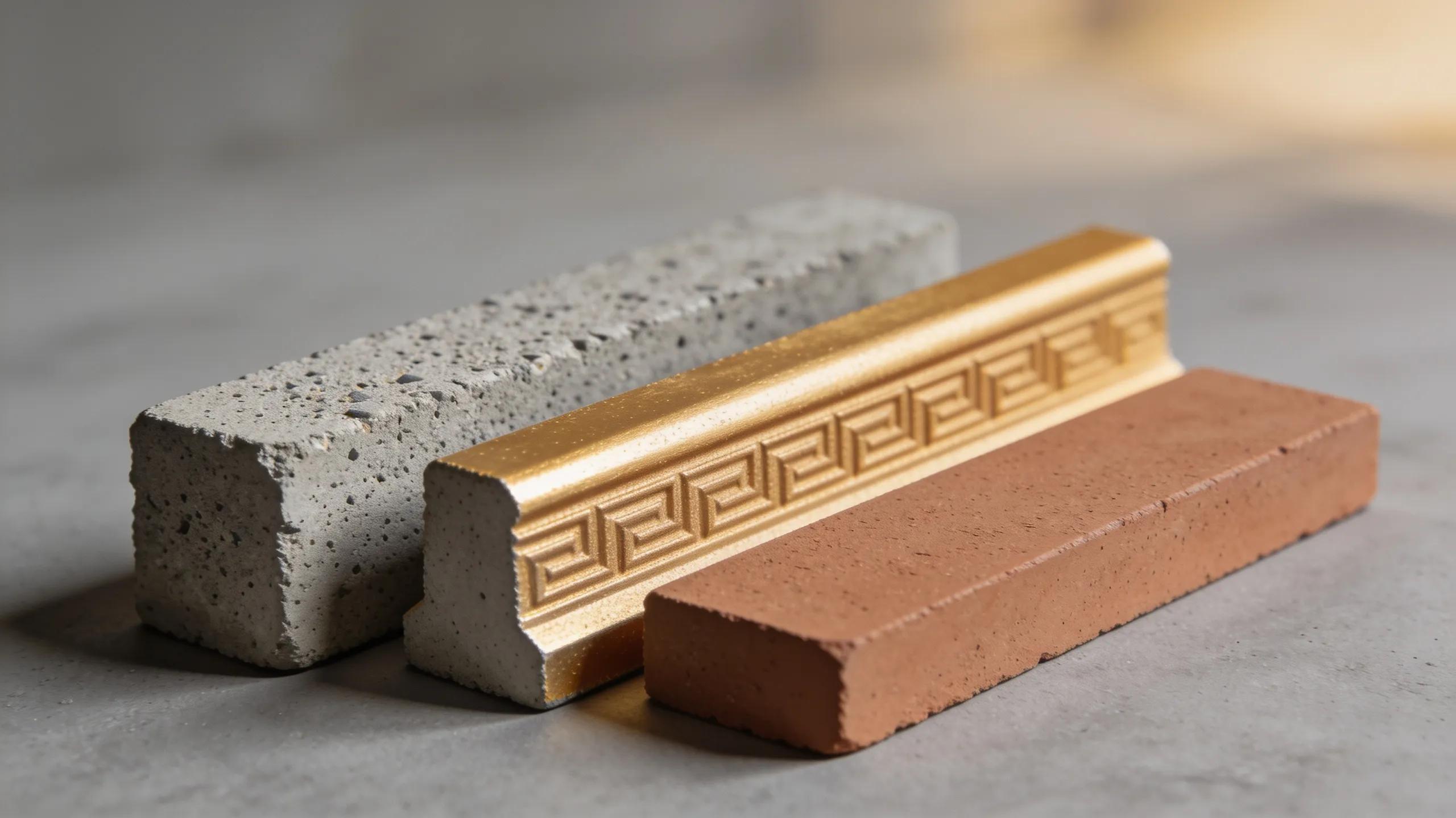 Concrete material types and decorative concrete edging samples