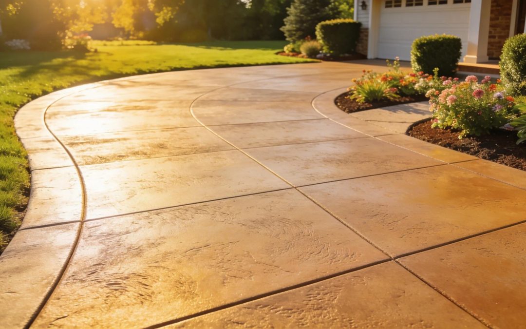 Newly installed durable concrete driveway showing smooth texture and quality craftsmanship